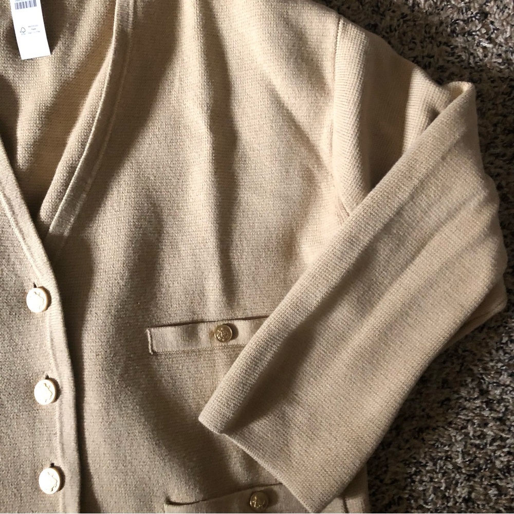 NWT J. Crew long v neck sweater light khaki neutral sz Medium - Picture 9 of 16